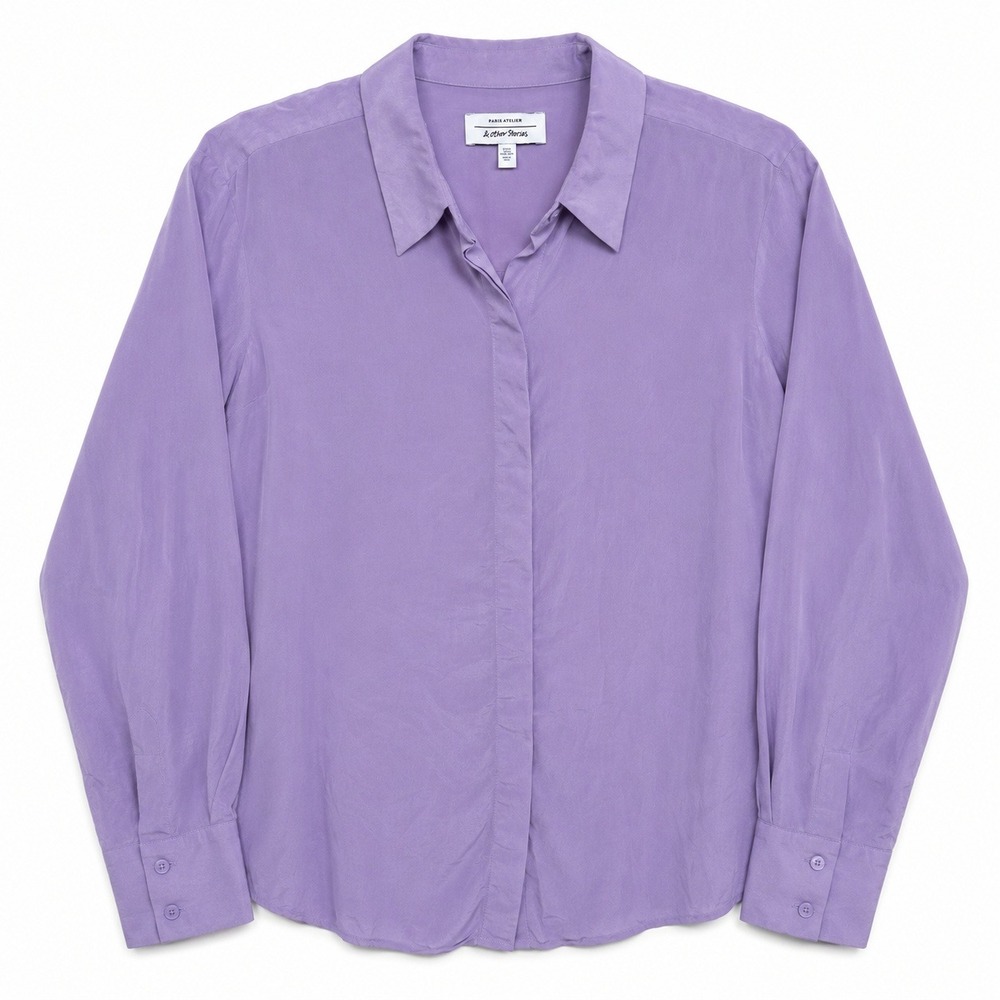 & Other Stories‎ Paris Atelier Size 4 Blouse Purple Silk Button Down Shirt